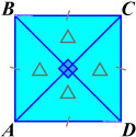 Диагонали квадрата делят его на четыре равных прямоугольных равнобедренных треугольника