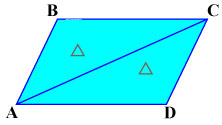 Диагональ делит параллелограмм на два равных треугольника