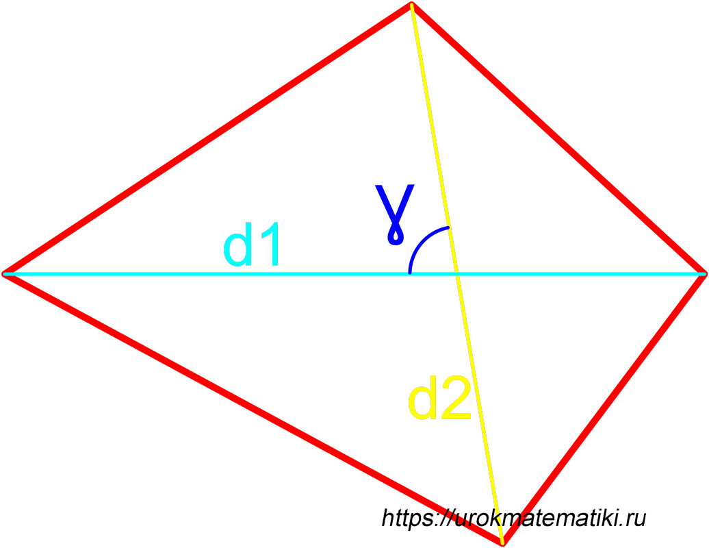 Размер диагонали треугольника. Произвольный выпуклый четырехугольник. Длины диагоналей разных фигур.