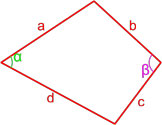 формула площади произвольного выпуклого четырехугольника по длине сторон и значению противоположных углов