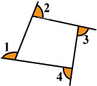 Сумма внешних углов выпуклого четырёхугольника, взятых по одному при каждой вершине, равна 360°