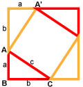 Теорема Пифагора. Аналогично достраимаем с других сторон. Получается квадрат со стороной a+b