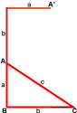 Теорема Пифагора. Из конца получившегося отрезка a+b проводим перпендикуляр на расстояние a